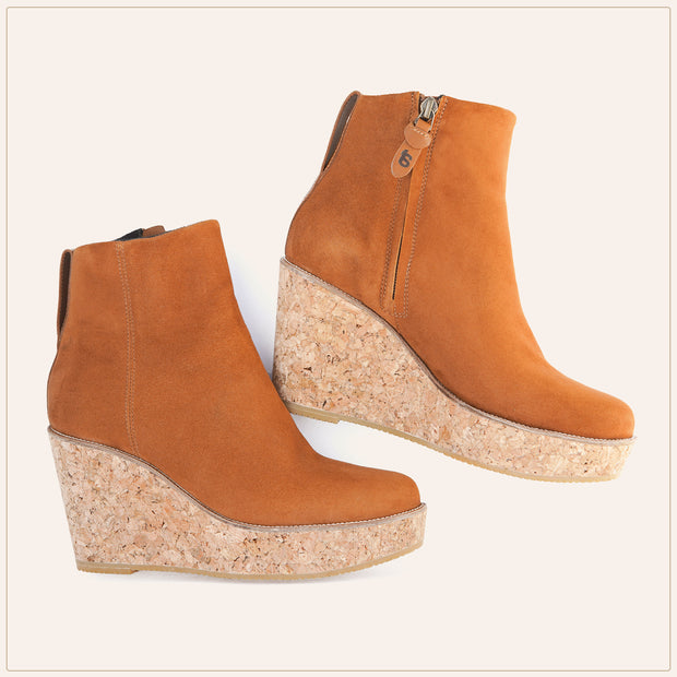 Camel Ankle Wedge Bootie - TSouls
